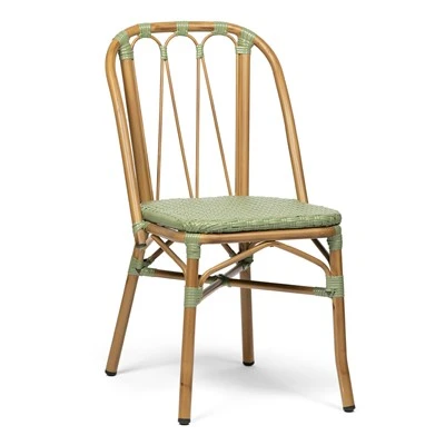 Alüminyum Yeşil Rattan Fransız Bistro Sandalyeler